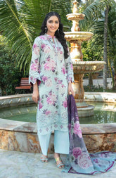 3-PC Unstitched Digital Embroidered Lawn By Tawakkal Fabrics | D-1244